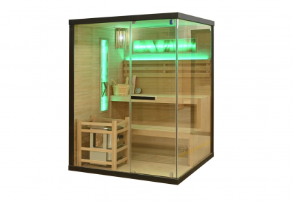 Sauna Fińska Premium 100 | ŚCIANA SOLNA | LED